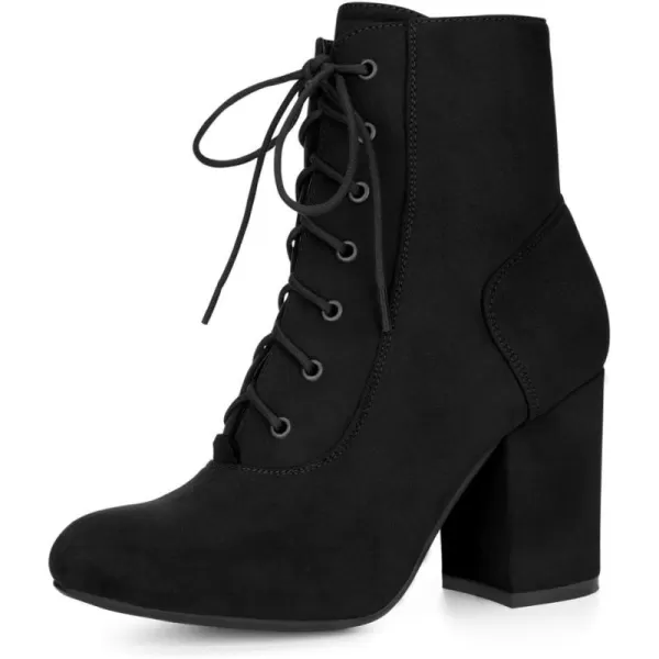 Allegra K Women's Lace Up Chunky Heel Ankle Booties