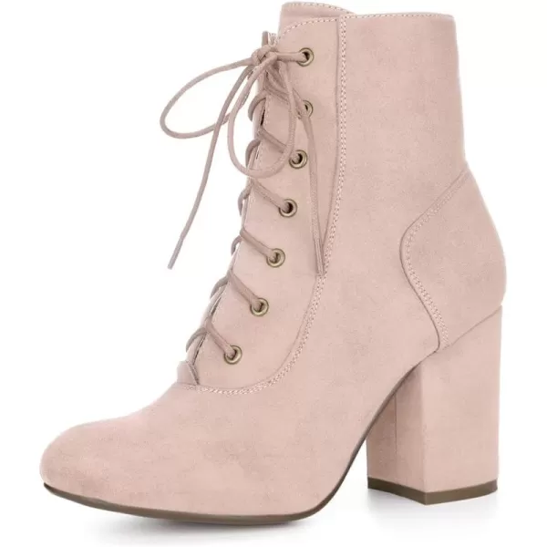 Allegra K Women's Lace Up Chunky Heel Ankle Booties