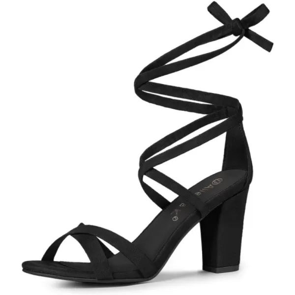 Allegra K Women's Lace Up High Block Heeled Sandals