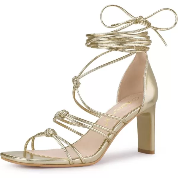 Allegra K Women's Lace Up Strappy Chunky High Heels Sandals