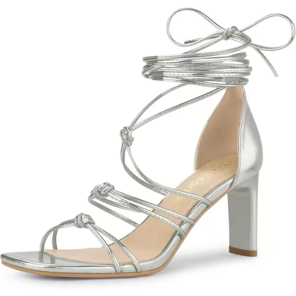 Allegra K Women's Lace Up Strappy Chunky High Heels Sandals