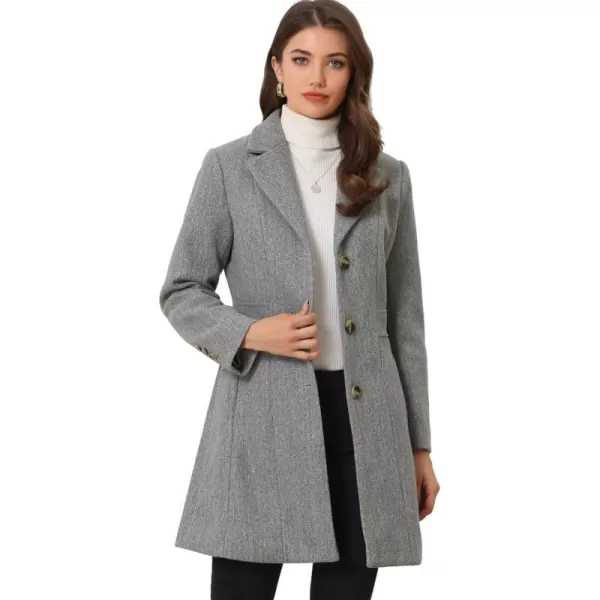 Allegra K Women's Lapel Single-Breasted Long Outerwear Winter Coats