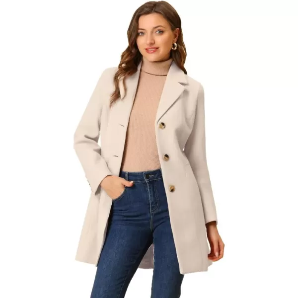 Allegra K Women's Lapel Single-Breasted Long Outerwear Winter Coats