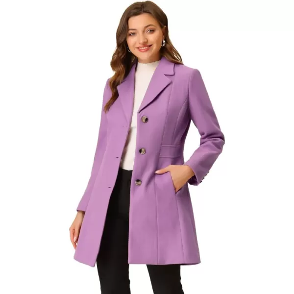 Allegra K Women's Lapel Single-Breasted Long Outerwear Winter Coats