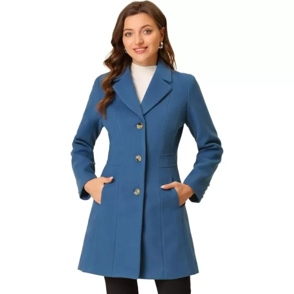 Allegra K Women's Lapel Single-Breasted Long Outerwear Winter Coats