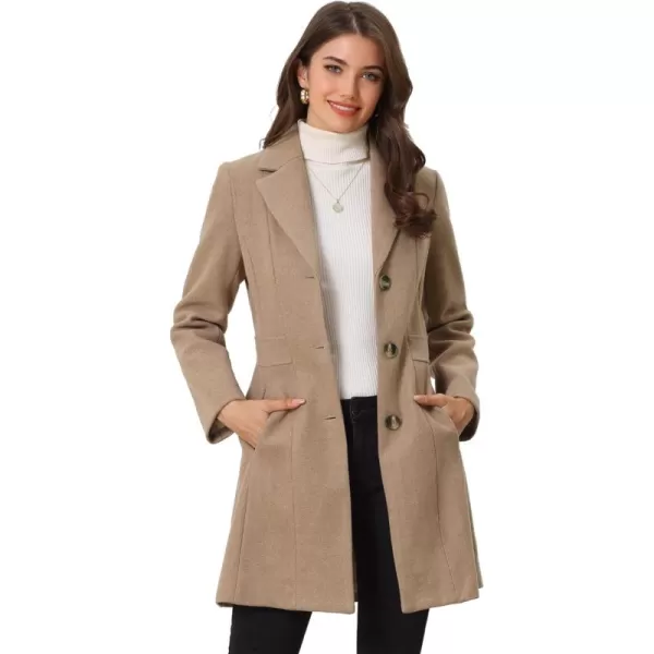 Allegra K Women's Lapel Single-Breasted Long Outerwear Winter Coats