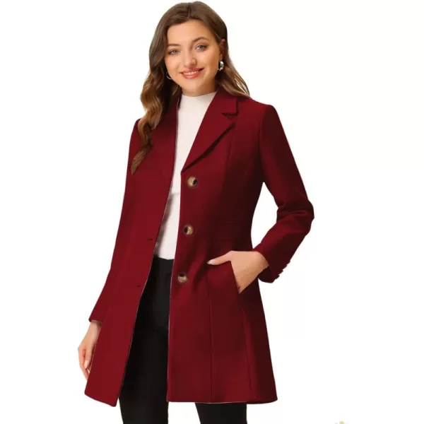 Allegra K Women's Lapel Single-Breasted Long Outerwear Winter Coats