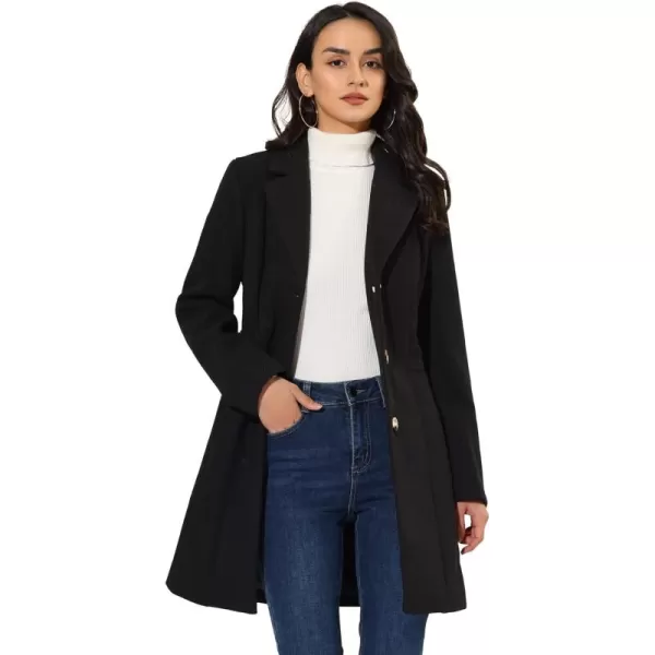 Allegra K Women's Lapel Single-Breasted Long Outerwear Winter Coats