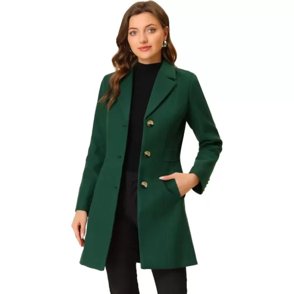 Allegra K Women's Lapel Single-Breasted Long Outerwear Winter Coats