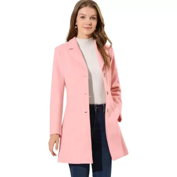 Allegra K Women's Lapel Single-Breasted Long Outerwear Winter Coats