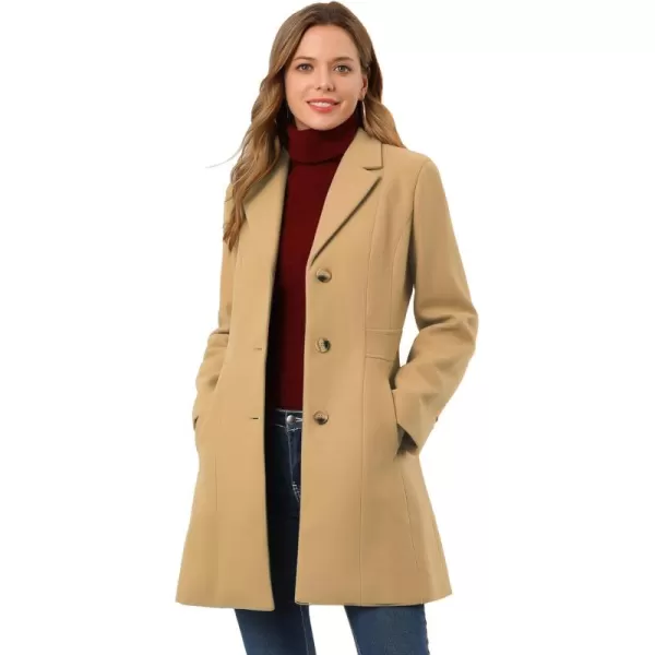 Allegra K Women's Lapel Single-Breasted Long Outerwear Winter Coats