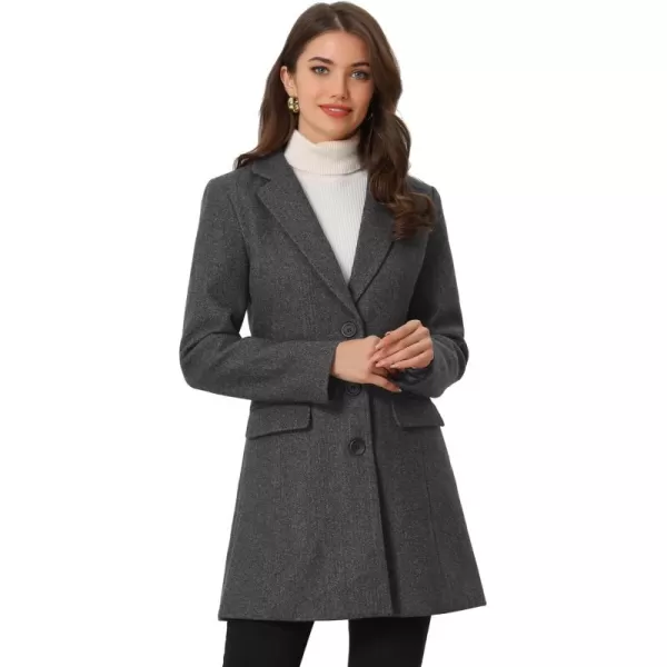 Allegra K Women's Notched Lapel Single Breasted Outwear Winter Coat