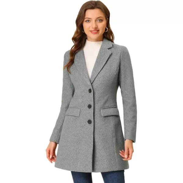 Allegra K Women's Notched Lapel Single Breasted Outwear Winter Coat