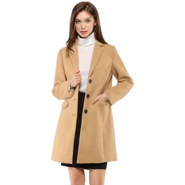 Allegra K Women's Notched Lapel Single Breasted Outwear Winter Coat