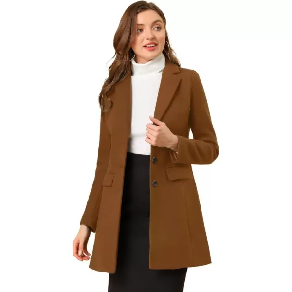 Allegra K Women's Notched Lapel Single Breasted Outwear Winter Coat