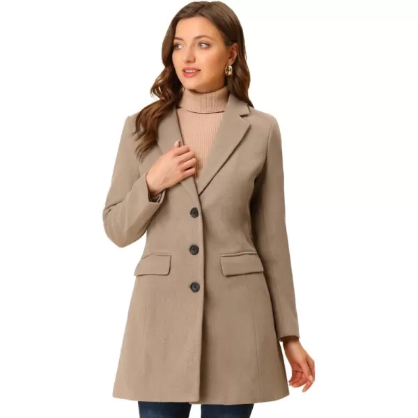 Allegra K Women's Notched Lapel Single Breasted Outwear Winter Coat