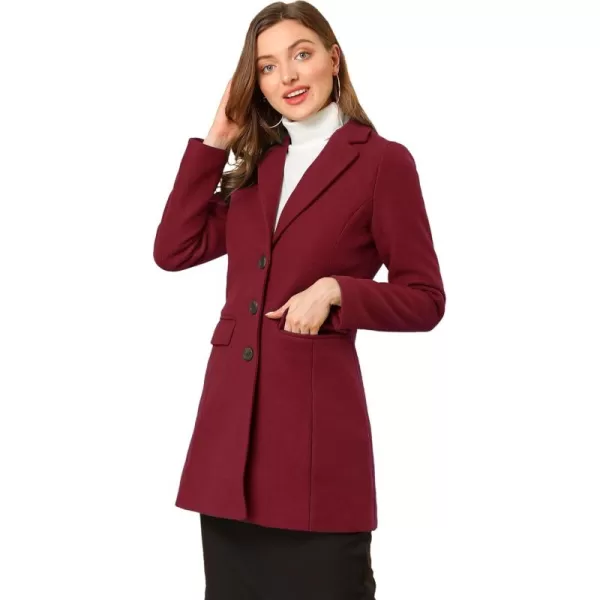 Allegra K Women's Notched Lapel Single Breasted Outwear Winter Coat