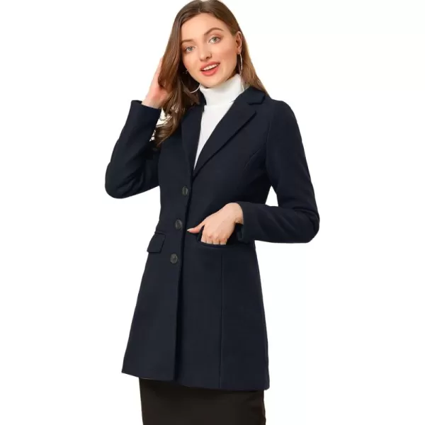 Allegra K Women's Notched Lapel Single Breasted Outwear Winter Coat