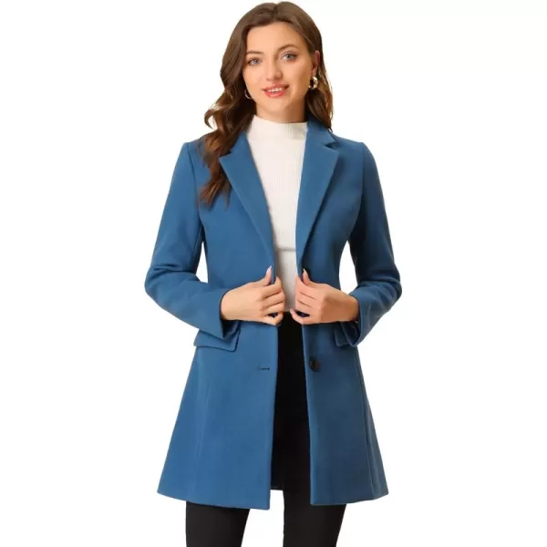 Allegra K Women's Notched Lapel Single Breasted Outwear Winter Coat