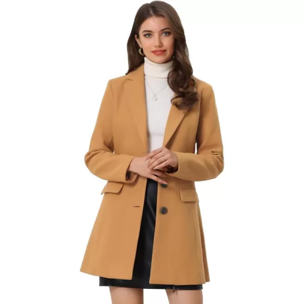 Allegra K Women's Notched Lapel Single Breasted Outwear Winter Coat