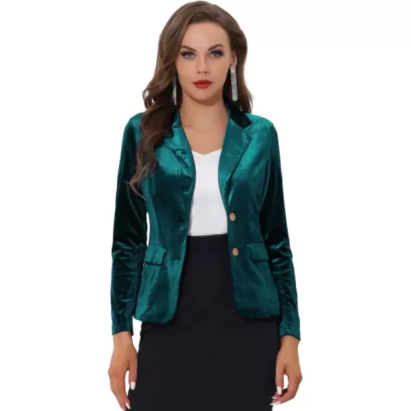 Allegra K Women's Notched Lapel Vintage Office Button Front Velvet Blazer