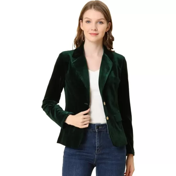 Allegra K Women's Notched Lapel Vintage Office Button Front Velvet Blazer