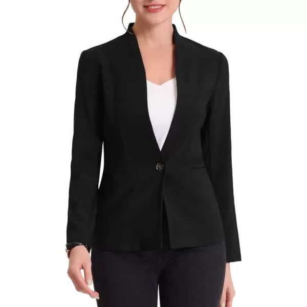 Allegra K Women's Office Work Blazer Collarless Jacket One Buttoned Long Sleeve Business Casual Blazer