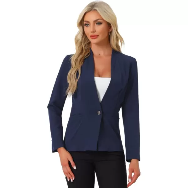 Allegra K Women's Office Work Blazer Collarless Jacket One Buttoned Long Sleeve Business Casual Blazer