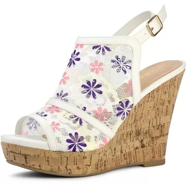 Allegra K Women's Open Toe Platform Heel Lace Wedges Sandals