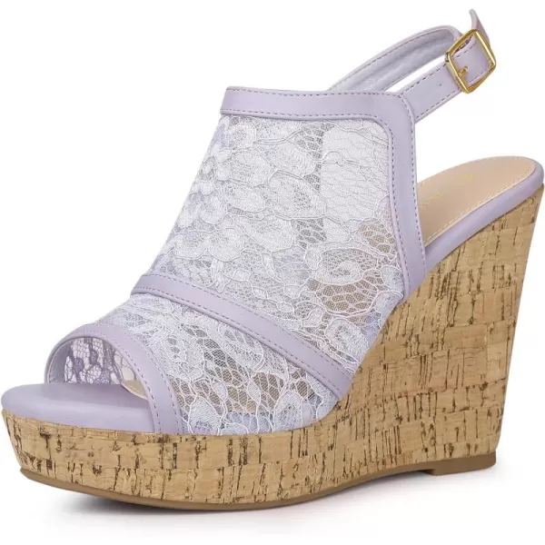 Allegra K Women's Open Toe Platform Heel Lace Wedges Sandals