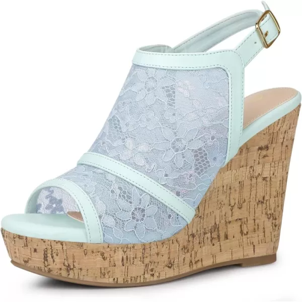 Allegra K Women's Open Toe Platform Heel Lace Wedges Sandals