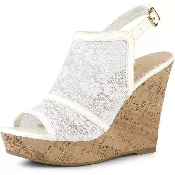 Allegra K Women's Open Toe Platform Heel Lace Wedges Sandals