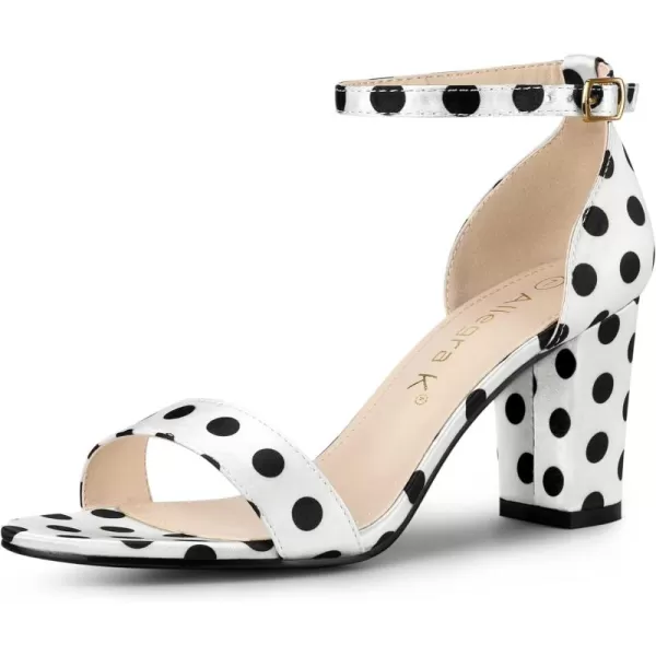 Allegra K Women's Open Toe Printed Ankle Strap Chunky High Heel Sandals