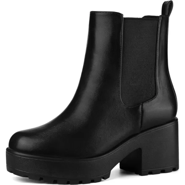 Allegra K Women's Platform Chunky Heel Chelsea Ankle Boots Combat Boots