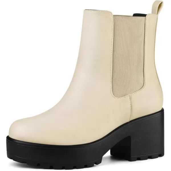 Allegra K Women's Platform Chunky Heel Chelsea Ankle Boots Combat Boots