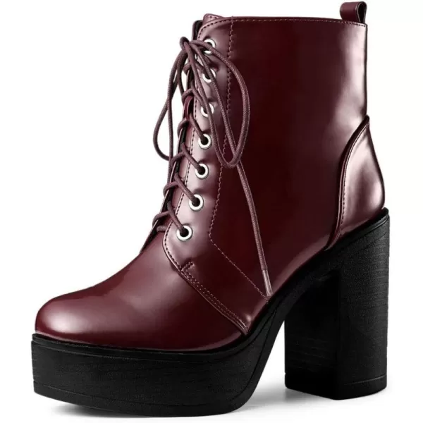 Allegra K Women's Platform Chunky High Heel Lace Up Combat Boots