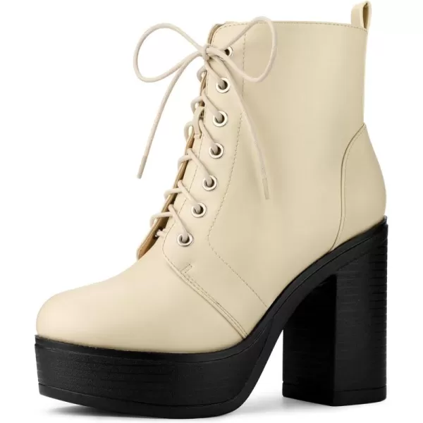 Allegra K Women's Platform Chunky High Heel Lace Up Combat Boots