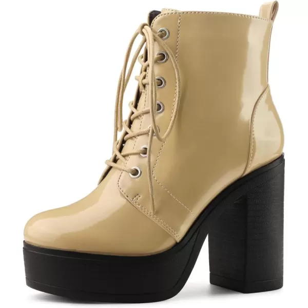 Allegra K Women's Platform Chunky High Heel Lace Up Combat Boots