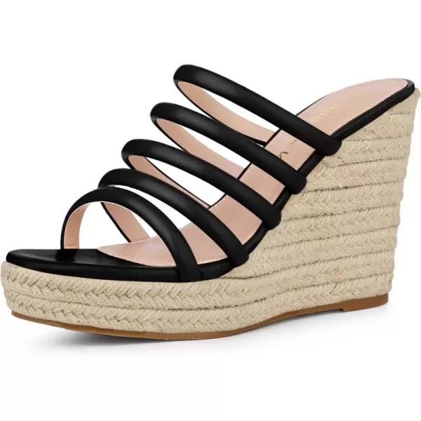 Allegra K Women's Platform Espadrille Wedge Strappy Straps Slides Wedges