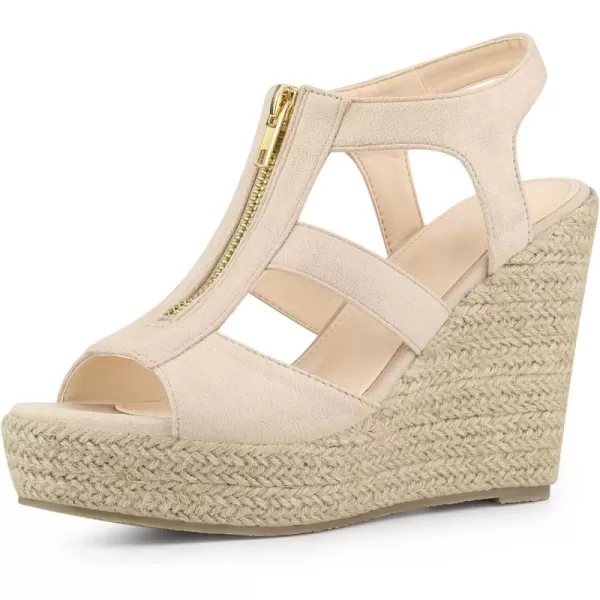 Allegra K Women's Platform Espadrilles Slingback Zipper Wedges Heels Sandals