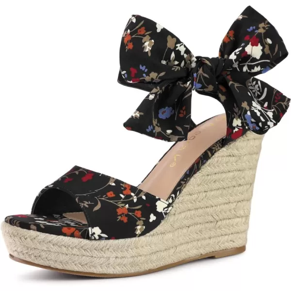 Allegra K Women's Platform Floral Printed Slingback Espadrille Wedge Sandals