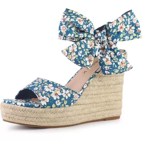 Allegra K Women's Platform Floral Printed Slingback Espadrille Wedge Sandals