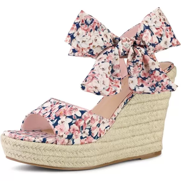 Allegra K Women's Platform Floral Printed Slingback Espadrille Wedge Sandals