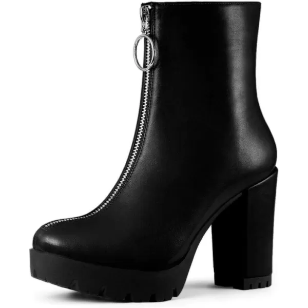 Allegra K Women's Platform Front Zip Chunky Heel Ankle Boots