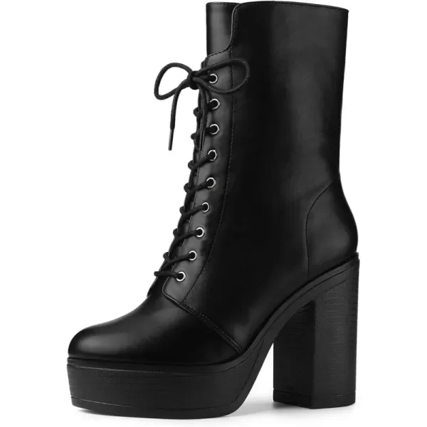 Allegra K Women's Platform Lace Up Chunky Heels Combat Boots