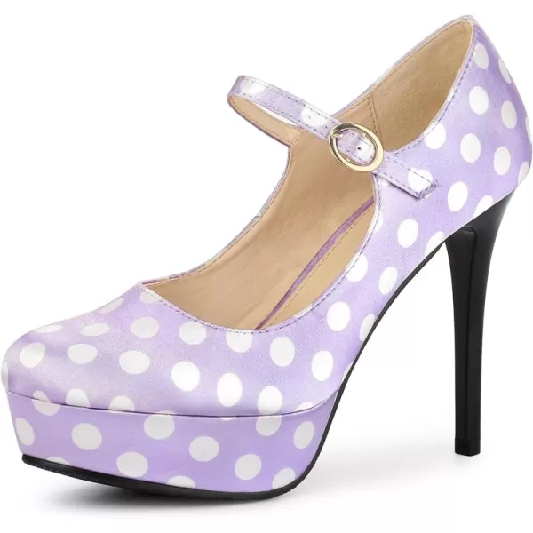 Allegra K Women's Platform Mary Jane Polka Dots Round Toe Stiletto High Heel Pumps