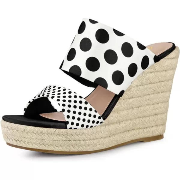 Allegra K Women's Platform Polka Dots Heel Espadrille Wedge Sandals