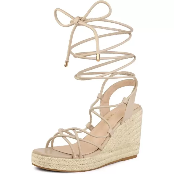 Allegra K Women's Platform Square Toe Lace Up Espadrilles Heels Wedge Sandals