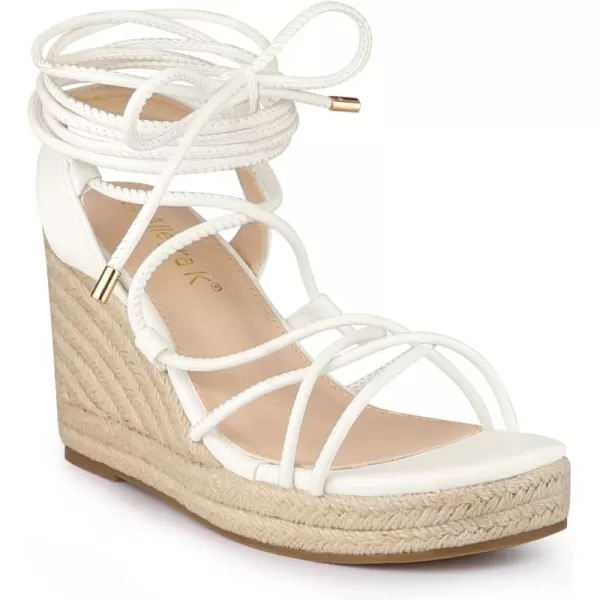 Allegra K Women's Platform Square Toe Lace Up Espadrilles Heels Wedge Sandals