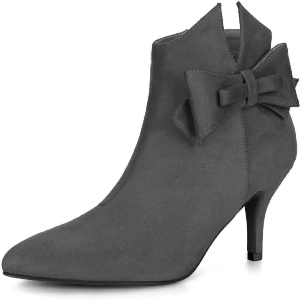 Allegra K Women's Point Toe Bow Stiletto Heel Ankle Boots